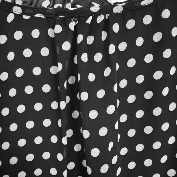 Suzanne Betro 4X BLACK White Polka Dot Ruffle Neck 3/4 Sleeve Top Tunic Blouse - Picture 6 of 14